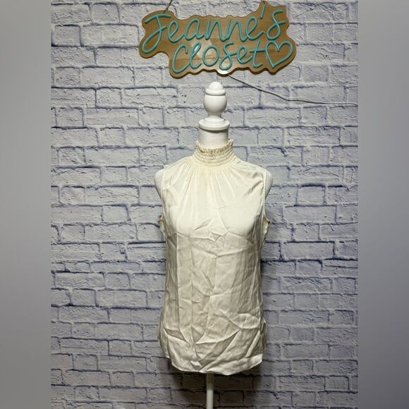 KOBI HALPERIN
Velma Sleeveless Smock-Neck Silk Blouse in cream - Picture 7 of 10